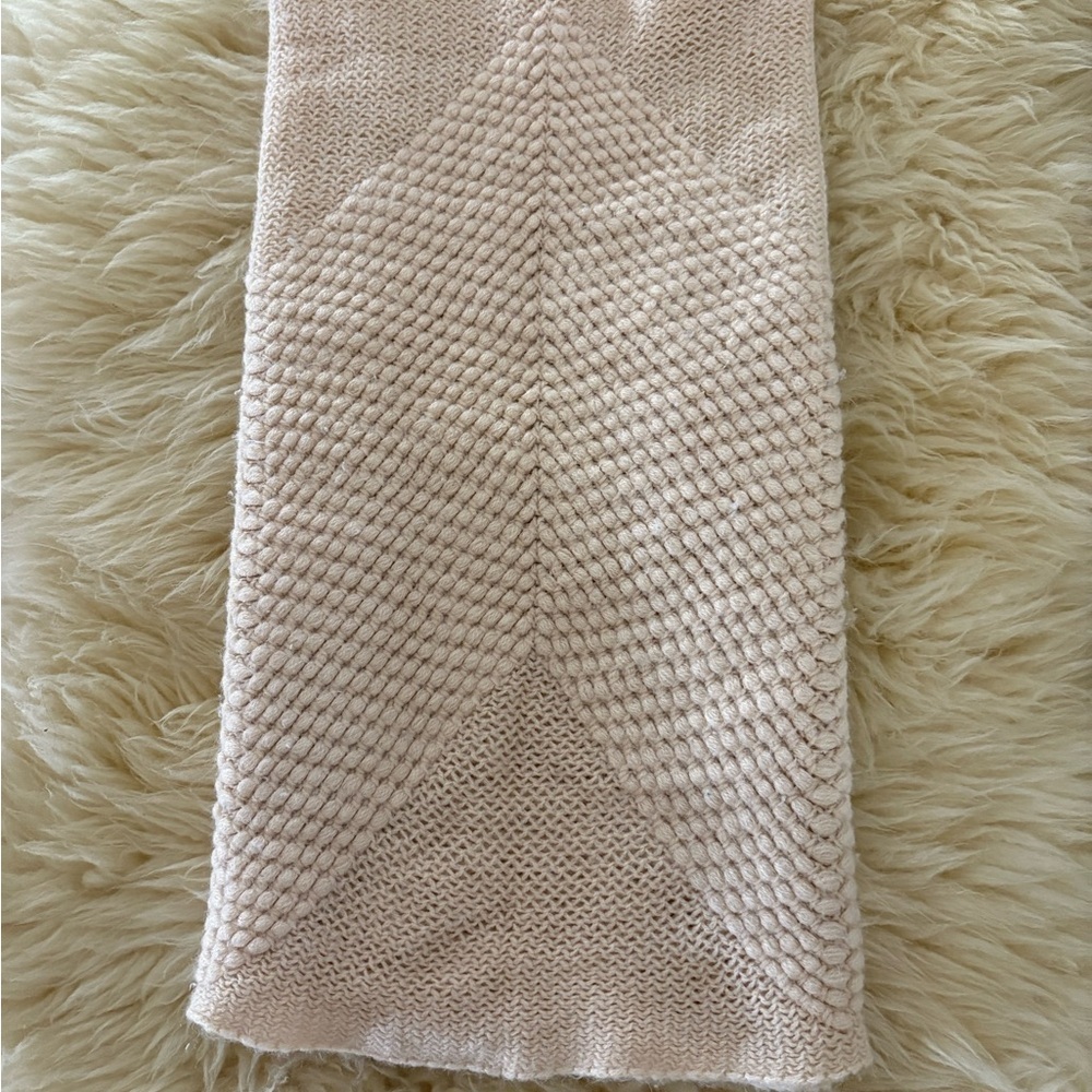 Wide Light Pink Cable Knit Infinity Scarf